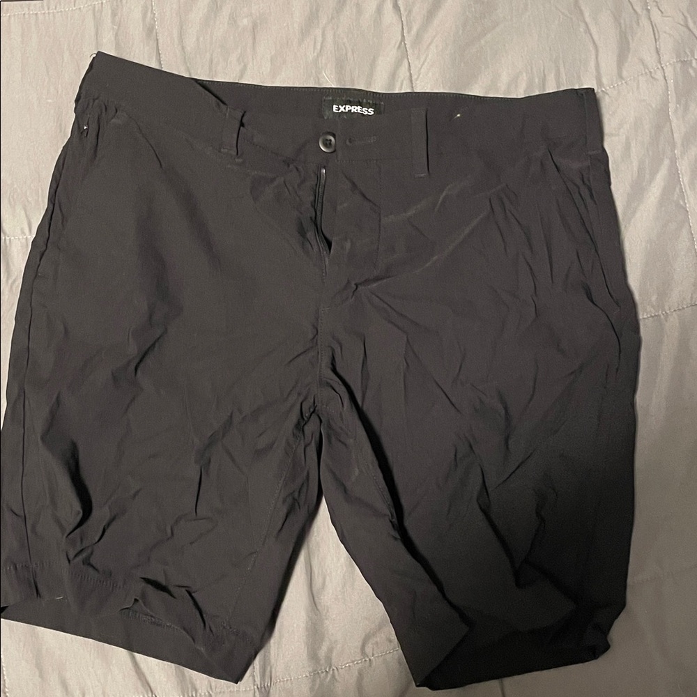 Express Men's Charcoal Flat Front Shorts